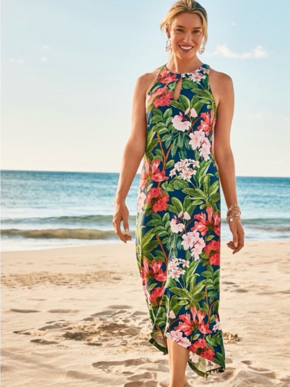 🌺NWOT Ladies Size M Tommy Bahama Jasmina Faraway Blooms Maxi Dress 👗 🌺